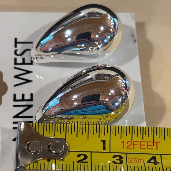 Nine West Shiny Silver Teardrop Earrings - Picture 6 of 7
